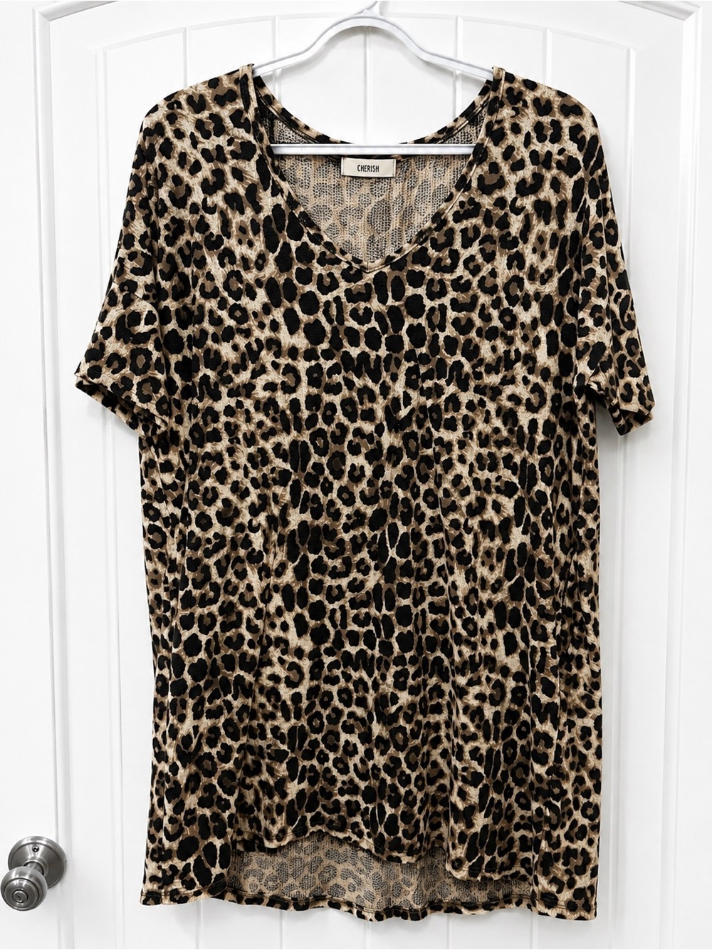 Cherish Leopard Print V-Neck Tunic Top Made in USA